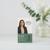Moderne Groene Social Media Manager Foto Logo Visitekaartje (Staand voorkant)