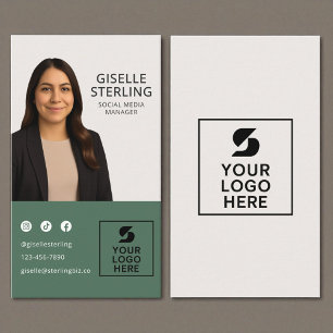 Moderne Groene Social Media Manager Foto Logo Visitekaartje