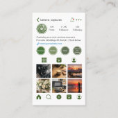 Moderne Groene Sociale Media Foto Raster QR Code Visitekaartje (Voorkant)