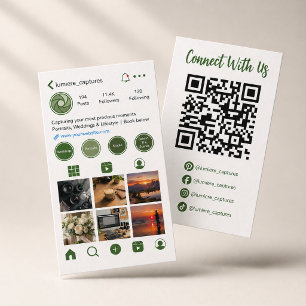 Moderne Groene Sociale Media Foto Raster QR Code Visitekaartje
