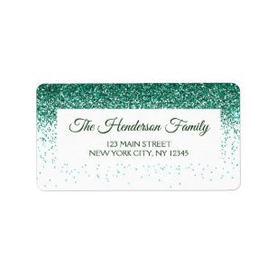 Moderne Groene Sparkly Glitter Elegant Kerstmis Etiket