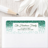 Moderne Groene Sparkly Glitter Elegant Kerstmis Etiket (Insitu)