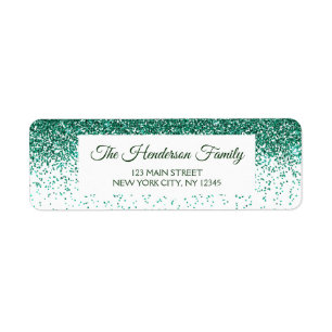 Moderne Groene Sparkly Glitter Elegant Kerstmis Etiket