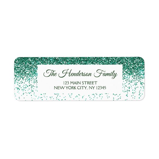 Moderne Groene Sparkly Glitter Elegant Kerstmis Etiket (Voorkant)