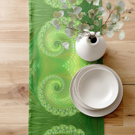 Moderne Groene Spiraal Fractal Korte Tafelloper