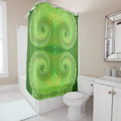 Moderne groene spiraalvormige fractiepatroon douchegordijn (In situ)