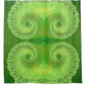 Moderne groene spiraalvormige fractiepatroon douchegordijn (Voorkant)