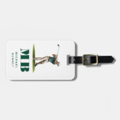 Moderne Groene Sport Golf Monogram Bagagelabel (Voorkant horizontaal)