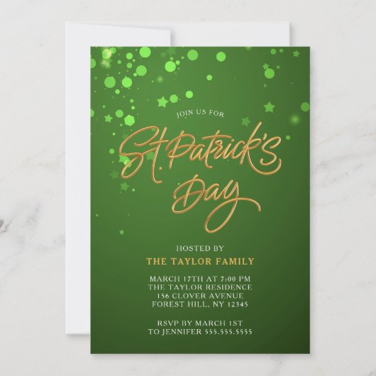 Moderne Groene St. Patrick's Day Feest Kaart (Voorkant)