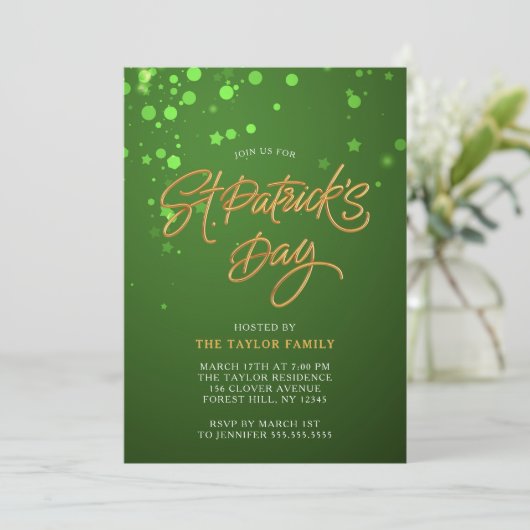 Moderne Groene St. Patrick's Day Feest Kaart (Staand voorkant)