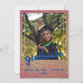 Moderne groene sterren foto Afstuderen roze glitte Kaart (Voorkant)