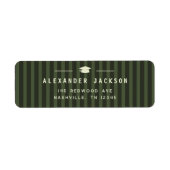 Moderne groene strepen afstudeeradres etiket (Voorkant)