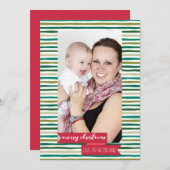 Moderne groene strepen - Foto kerstkaart (Voorkant / Achterkant)