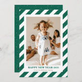 Moderne groene strepen foto Nieuwjaar kaart (Voorkant / Achterkant)