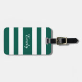 Moderne groene strepen naam bagagelabel (Voorkant horizontaal)