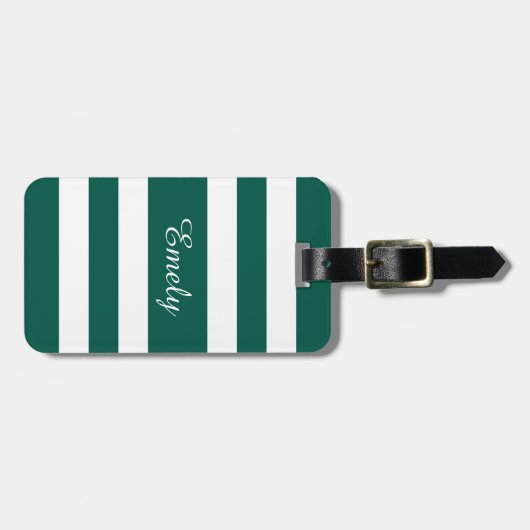 Moderne groene strepen naam bagagelabel (Voorkant horizontaal)