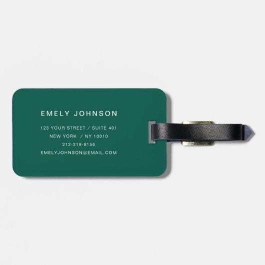 Moderne groene strepen naam bagagelabel (Achterkant horizontaal)