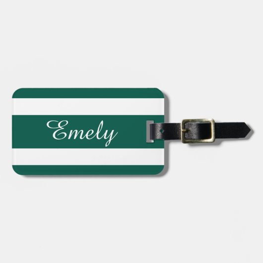 Moderne groene strepen naam bagagelabel (Voorkant horizontaal)