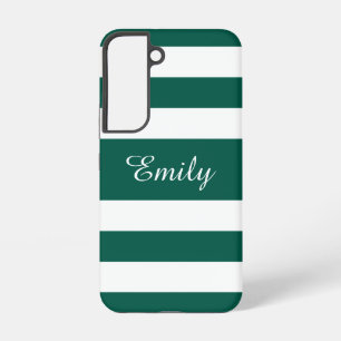 Moderne Groene Strepen Naam Samsung Galaxy Hoesje