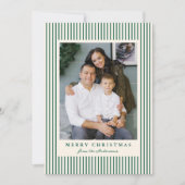 Moderne Groene Strepen Vrolijk Kerstfeest 2 Foto Feestdagenkaart (Voorkant)