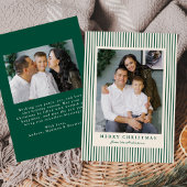 Moderne Groene Strepen Vrolijk Kerstfeest 2 Foto Feestdagenkaart