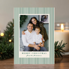 Moderne Groene Strepen Vrolijk Kerstfeest 2 Foto Feestdagenkaart