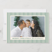 Moderne Groene Strepen Vrolijk Kerstfeest 2 Foto Feestdagenkaart (Voorkant)