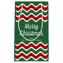 Moderne groene strepen Vrolijk kerstfeest Klein Cadeauzakje