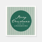 Moderne groene strepen Vrolijk kerstfeest Servet (Voorkant)