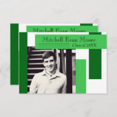 Moderne groene strips - 3x5 Afstuderen aankondigin Kaart (Voorkant / Achterkant)