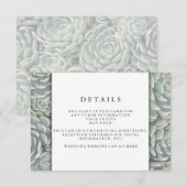 Moderne groene succulent | Details van de huwelijk Informatiekaartje (Voorkant / Achterkant)