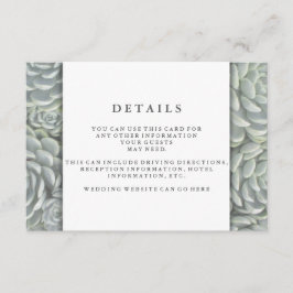 Moderne groene succulent | Details van de huwelijk Informatiekaartje