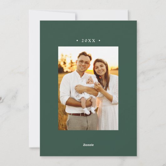 Moderne Groene Sunburst Vrolijk Kerstfeest 2 Foto Feestdagenkaart (Achterkant)