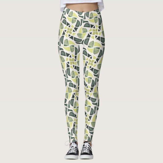Moderne Groene Tegel Leggings (Voorkant)