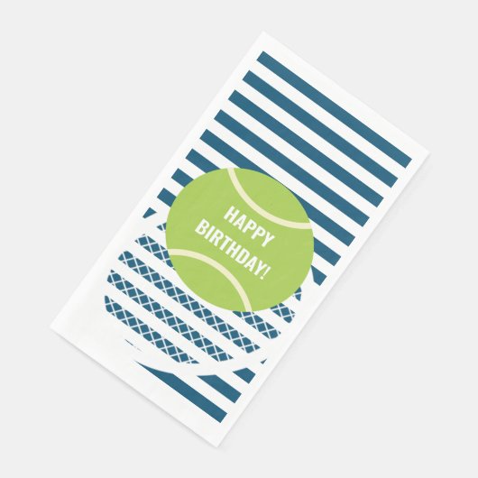 Moderne groene tennisbal gestreepte verjaardag servet (Hoek)