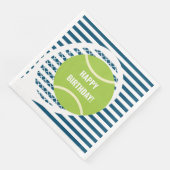 Moderne groene tennisbal gestreepte verjaardag servet (Hoek)