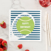 Moderne groene tennisbal gestreepte verjaardag servet (Insitu)