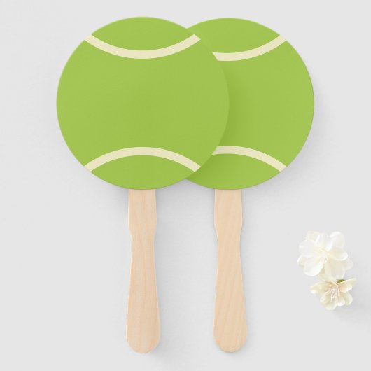 Moderne groene tennisbal partij handwaaier (Voorkant en achterkant)