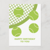 Moderne Groene Tennisbal Racket Gelukkige Verjaard Briefkaart (Voorkant)