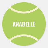 Moderne groene tennisbal ronde sticker (Voorkant)
