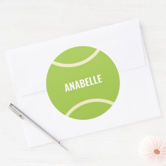 Moderne groene tennisbal ronde sticker (Envelop)