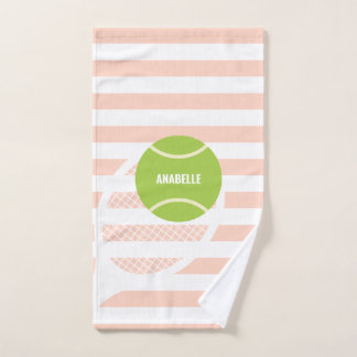 Moderne Groene Tennisbal Roze Naam Handdoek