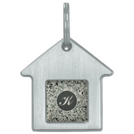 Moderne Groene Terrazzo Patroon Abstract Huisdieren Naamplaatje