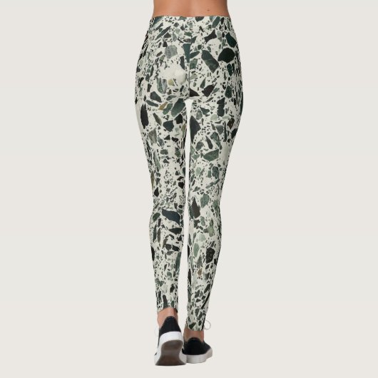 Moderne groene terrazzo patroon abstract leggings (Achterkant)
