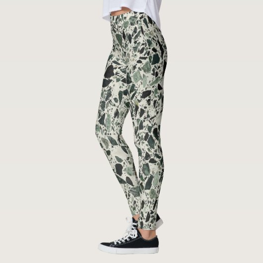 Moderne groene terrazzo patroon abstract leggings (Links)