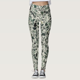 Moderne groene terrazzo patroon abstract leggings