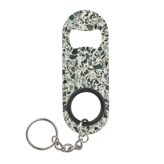 Moderne Groene Terrazzo Patroon Abstract Mini Flessenopener (Voorkant)
