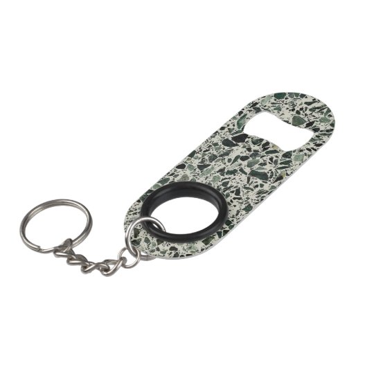 Moderne Groene Terrazzo Patroon Abstract Mini Flessenopener (Voorkant Gekanteld)