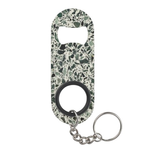 Moderne Groene Terrazzo Patroon Abstract Mini Flessenopener (Achterkant)