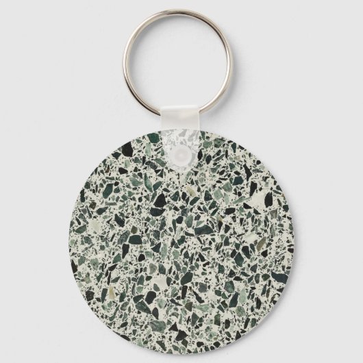 Moderne Groene Terrazzo Patroon Abstract Sleutelhanger (Voorkant)